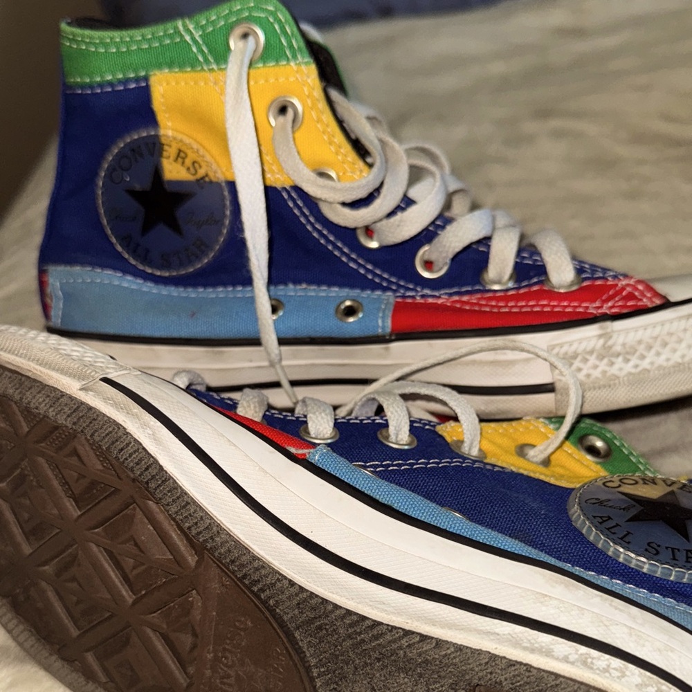 CONVERSE ALL STAR 169939F CHUCK TAYLOR HI RAINBOW PATCHWORK WORN SHOES M 5